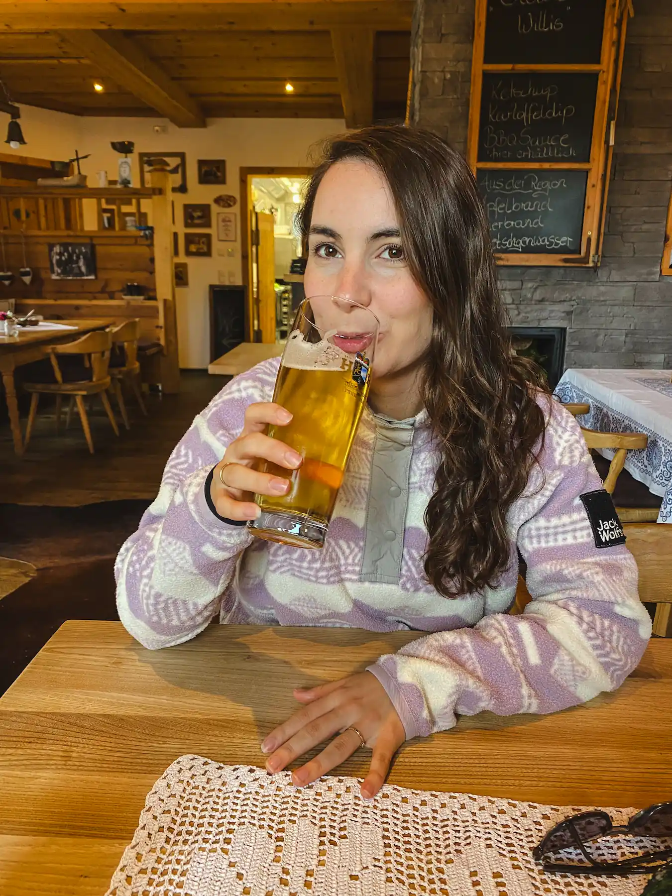 Woman drinking beer