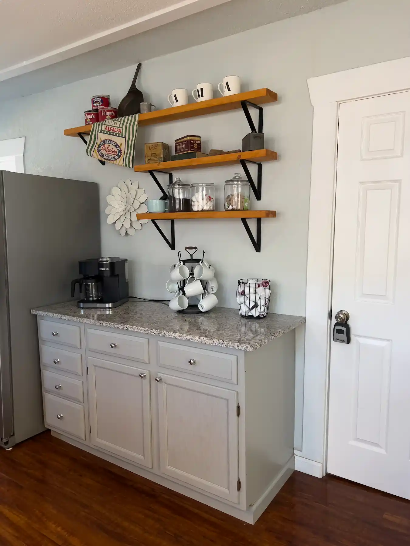 Fully equipped home coffee bar in kitchen