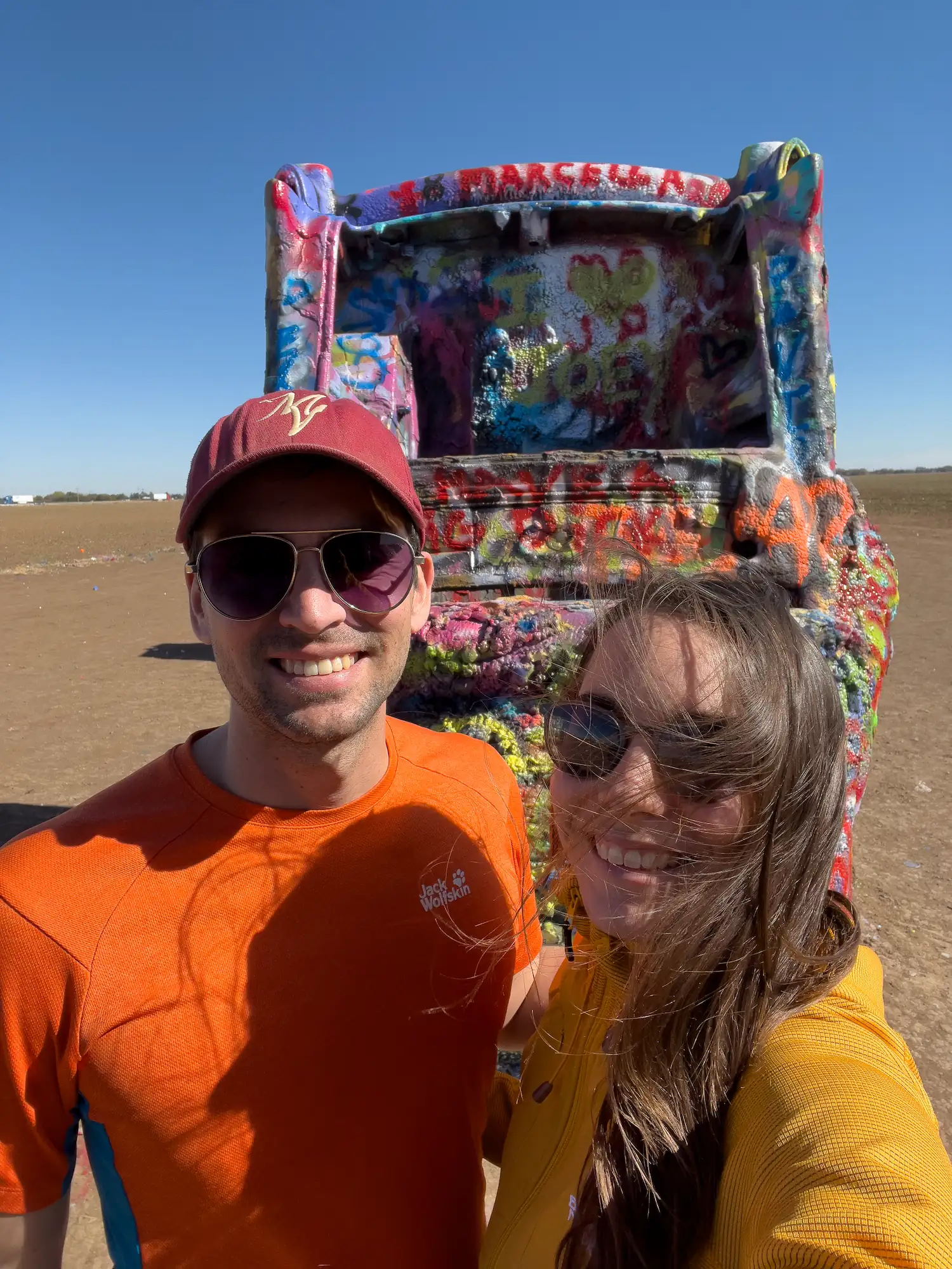 Selfie cadillac ranch graffiti cars amarillo texas